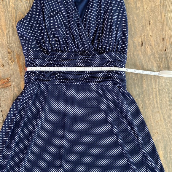 EUC EVAN PICONE DRESS RACERBACK POLKA DOT NAVY WHITE - Picture 7 of 10